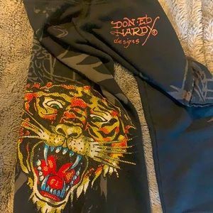Ed Hardy vintage crop sweatpants tiger rhinestones